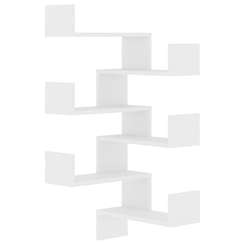 vidaXL 2X Wand Eckregal Bücherregal Wandregal Hängeregal Regal Küchenregal Schweberegal Dekoregal Wohnzimmer Weiß 40x40x50cm Holzwerkstoff