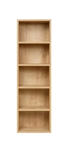 furni24 Bücherregal mit 5 Fächern, Holzregal, Würfelregal, Aufbewahrungsregal, Saphir Eiche, 40x24x132h