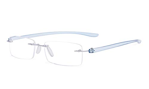 Eyekepper Leser Kleine Linse Randlos Lesebrille Männer Frauen(Blau Buegel)+0.50