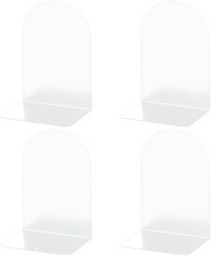Deefongo 4 Stück Buchstütze,Buchstützen Metall Bücherhalter Bookends,Schwere Buchstütze,Weiß Bücherregal für Schule, Büro und Zuhause
