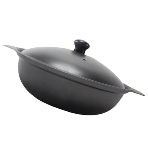 NUOBESTY Gusseiserner Antihaft Schmortopf 16cm mit Ergonomischem Griffdesign für Familienessen und Gartenpartys Vielseitiger Eisenauflauf mit Deckel