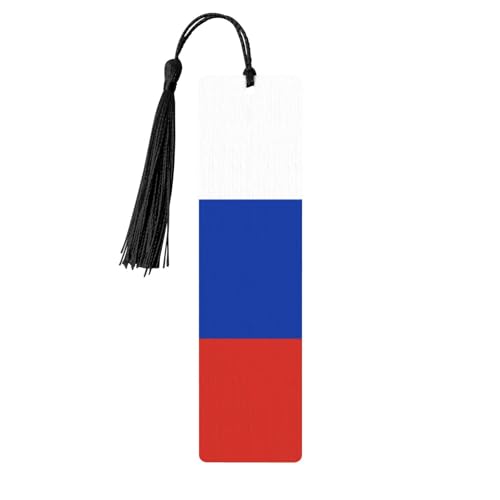 Lesezeichen mit russischer Flagge, elegante Holzquaste, 5 Stück, Geschenk für Buchliebhaber, Buchliebhaber, Lesezubehör, Geschenke