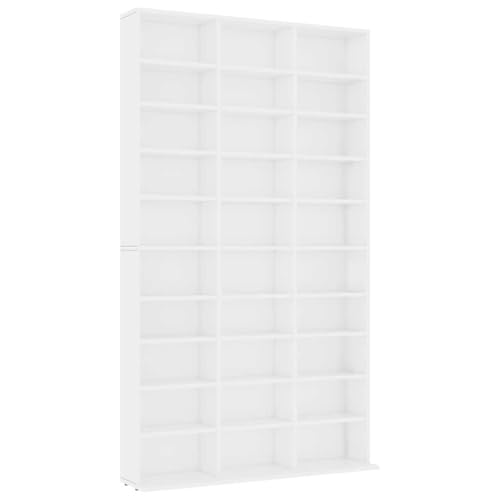 vidaXL CD-Regal Regalwand Bücherregal Regal Schrank CD DVD Aufbewahrung Medienregal Standregal Bücherschrank Weiß 102x16x177,5cm Holzwerkstoff