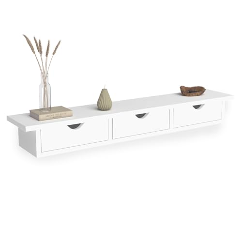 IDMarket - Wandregal, Eingangskonsole, 3 Schubladen, weiß