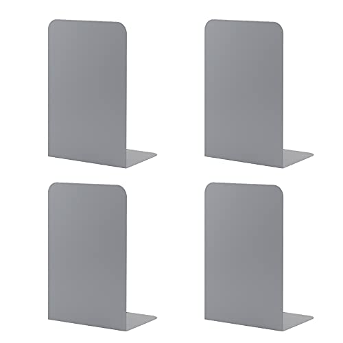 MSDADA Buchstützen aus Metall L, 102x203x135mm, 2 Paar CD Buchständer Kinder, Bücherregal für Schule Zuhause Büro Bibliothek Decorative(Grau)