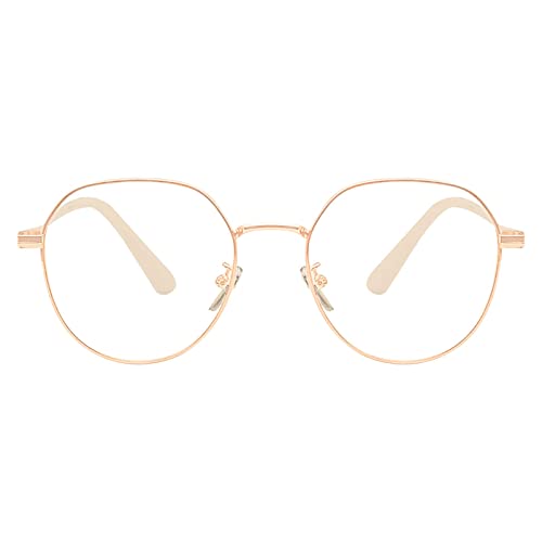 KAEOISFU Retro Ovalem Metall Gold Rahmen Lesebrille 2 5 Dioptrien für Damen und Herren, Modischer Roud Blaulichtfilter Computer Lesebrillen