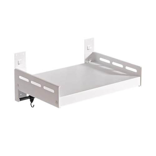 Wandmontiertes Mikrowellen-Regal für Küche, Karbonstahl, Arbeitsplattenstütze mit Hakenleiste und 3 Schiebehaken, Küchenschneider & Wohnaccessoires