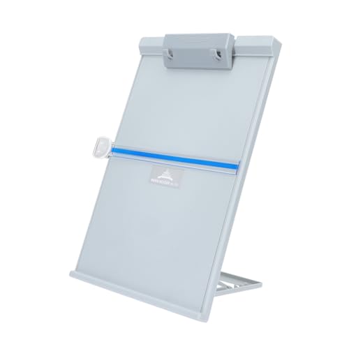 GARIOUANS Verstellbarer Dokumentenhalter aus Kunststoff mit Lineal Leichter Papier Leseständer für Ergonomisches Lesen und Schreiben Am Schreibtisch Platzsparend und Tragbar in Hellgrau