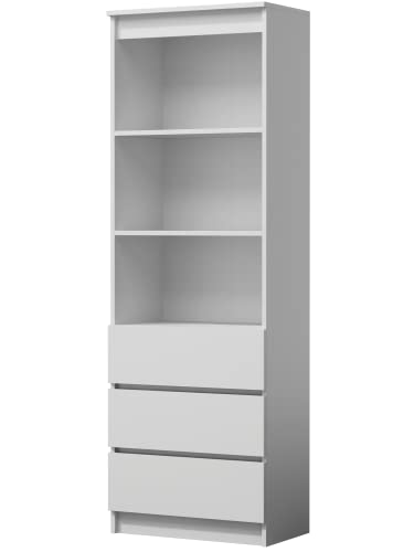 CDF Bücherregal RS-60 Olimp | Farbe: weiß | Für Wohnzimmer, Büro, Arbeitszimmer | Modern | Regal für Bücher und Spielzeug | Ideal für Kinderzimmer, Teenager, Jugendzimmer