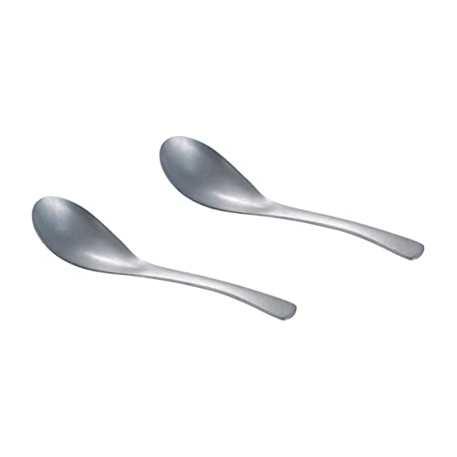 BEBEMOKO 2 x Retro-Löffel aus Edelstahl, vielseitig, Brei, Suppenlöffel, einzigartiges Design zum Essen, leicht zu reinigen, stilvolle Küchenutensilien, Freunde