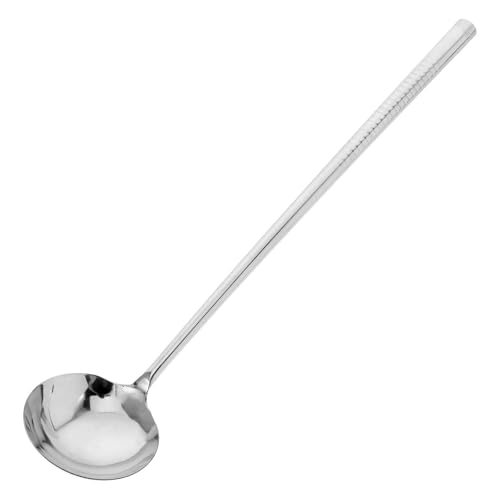 Supvox Edelstahl Kochlöffel Schöpflöffel Wok Kelle mit Langem Griff Dickwandig Korrosionsbeständig Küchenutensil für Familie Gastronomie
