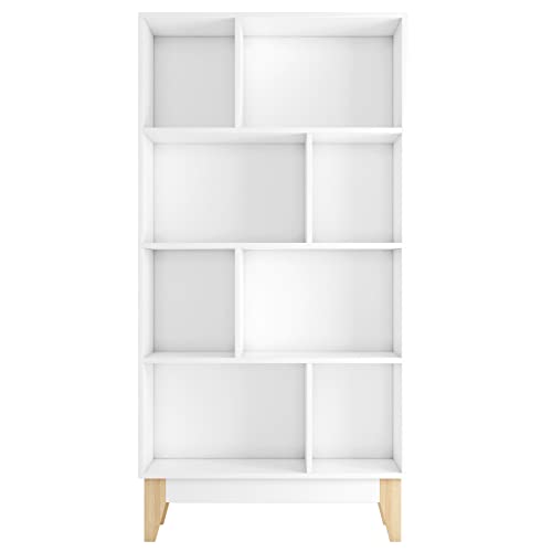Schrank Weiß, Bücherschrank mit 8 Fächern, Bücherregal, Würfelregal, Lagerregal 75x30x148cm