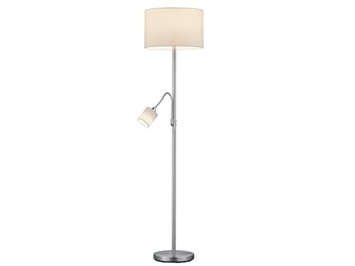 Trio Leuchten Stehleuchte Hotel 403900201, Metall Nickel matt, Stoffschirm Weiß, exkl. 1x E27 + 1x E14, 60 watt