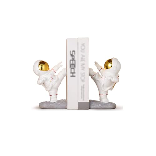 INFJMH Buchstütze Astronauten-Buchstützen, Kunstharz, Kung-Fu-Astronauten-Figur, Skulptur, Weltraum-Thema, Buchstützen, kreative Raumfahrer-Statue, Bücherregal-Stopper für Zuhause, Büro Bibliothek