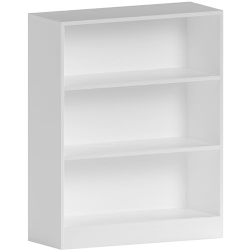 Vida Designs Cambridge Bücherregal mit 3 Ebenen, niedrig, weiß, Holz-Regaleinheit für Büro, Wohnzimmermöbel, 75 x 60 x 24 cm