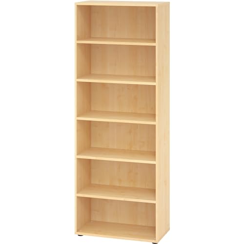 bümö Regal Ahorn, Standregal aus Holz für 6 Ordnerhöhen - Bücherregal 80 cm breit, Aktenregal für Ordner & Bücher, Büroregal, Holzregal, Ordnerregal, Aufbewahrungsregal, Buchregal