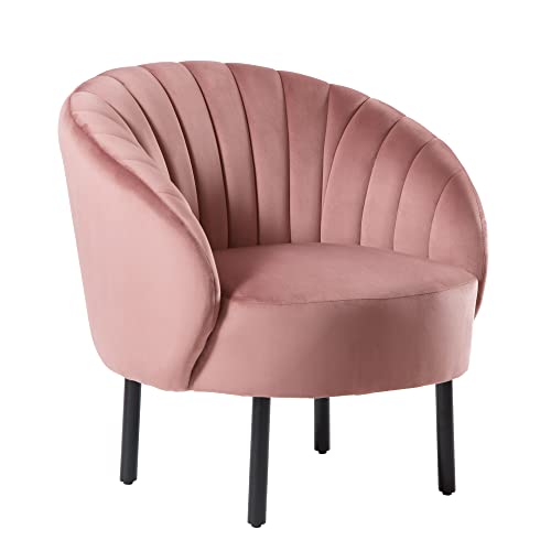 HIC High in the clouds Samt Sessel Wohnzimmer Rosa Modern Loungesessel Sitzhöhe 40cm mit U-förmige Tuftingbespannung Relaxsessel Pink Schlafzimmer und Wohnzimmer Polstersessel Modern Samt Stuhl Rosa