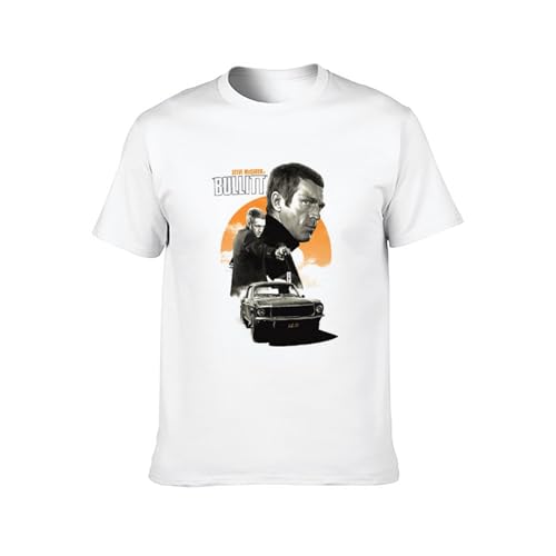 ZHENXINHUOBAN Bullitt 1968 Old Movie Action Crime Thriller Old Movie Short Sleeve Cotton Mens Tshirt Size M