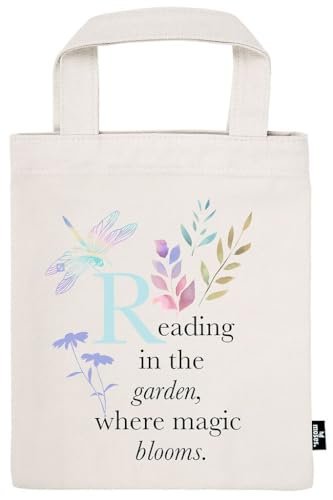 moses. libri_x Büchertasche Buchblüte – Stofftasche für Bücher im floralem Design, aus 100% Baumwolle, ca. 20 × 24 cm, Buchschutz für unterwegs, Geschenkidee für Leser*innen