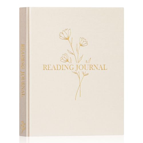 Lanpn Lesetagebuch & Buchjournal, Leinen Reading Journal Tagebuch für Erwachsene Buchliebhaber Buch Club Themen Lesen Notizbuch Bullet Journal Tracker zum Sammeln und Organisieren Ihrer Bücher (Beige)