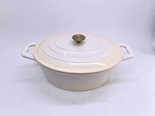 Schmortopf aus emailliertem Gusseisen – 9,3 QT Topf mit Deckel Kochbuch & Topflappen aus Baumwolle, robustes Kochgeschirr zum Schmoren, Eintöpfen, Braten, Brotbacken