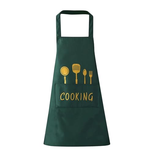 Generisch Schürze Damen Herren,Kochschürze,Küchenschürze,Grillschürze,Weihnachtsschürze,Backschürze,Ölbeständig,Aprons Women für Koch,Catering und Großküchen(Grün)
