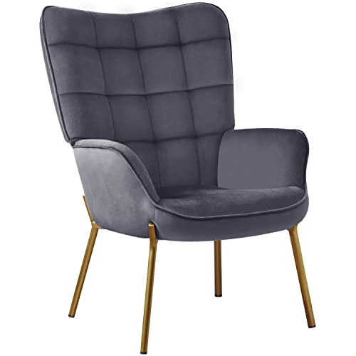 Yaheetech moderner Sessel Relaxsessel für Wohnzimmer, Retro Vintage Ohrensessel Lesesessel Loungesessel Stuhl Polstersessel