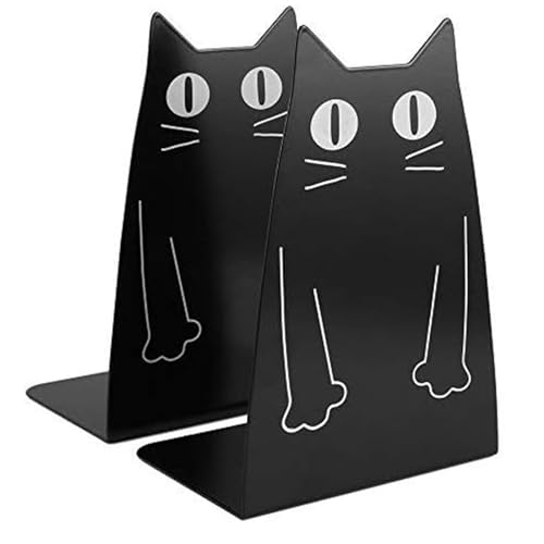Katze Metall Buchstütze, niedliche Katze Mode Stil Buchstütze, große schwere Buchstützen Desktop Buchhalter Veranstalter Buchenden für Regale für Schule Bibliothek Regal
