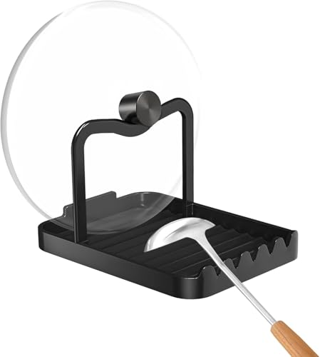 UQMIQURA Topfdeckelständer, Küchen Organizer Topfdeckel, Stabiler Kochlöffel- & Topfdeckelständers aus Stahl, Topfdeckelständer Küche, Praktischer Topfdeckelhalter für Küche Topfdeckel und Löffel