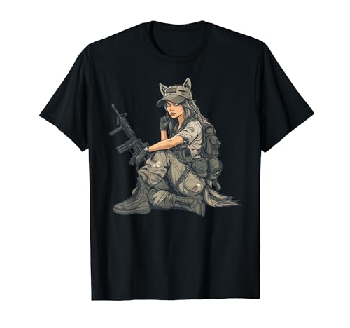 Army Wolf Girl - Wolfsscharfschütze T-Shirt