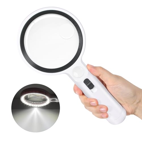 Lupe mit 30 Led Licht, 5- fache 13-fache 20-fache Handlupe Leselupe Leichtgewicht Lupen, 2 Modi Lupe mit Licht für Senioren, Kinder, Juwelier, Hobbies