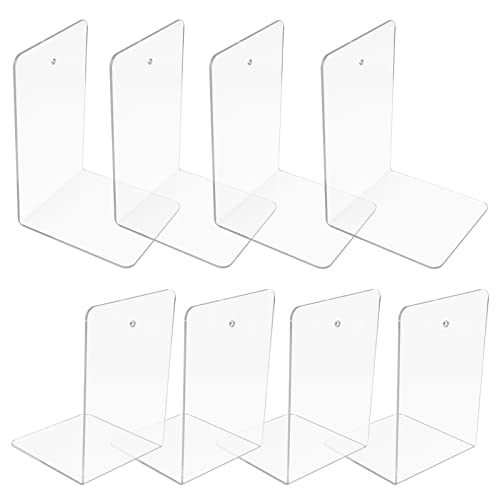 8 Stück Transparente Buchstütze, L-Förmige Buchstütze aus Acryl, rutschfeste Bücherregal Dekoration, Stark und Robust Buchstopper für Bücherregal Büro Schule Bibliothek