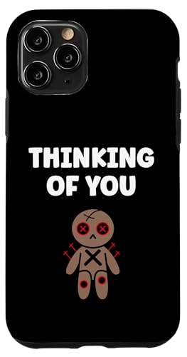 Hülle für iPhone 11 Pro Halloween Horror Funny Quote Thinking of You Voodoo Doll