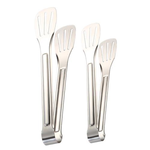 COLLBATH 2 Stück Küchenzange Greifer Büfett Zange Zum Kochen Geschirrzange Essenszange Grillzange Griff Schwere Lebensmittelzange Utensilien Silver Rostfreier Stahl