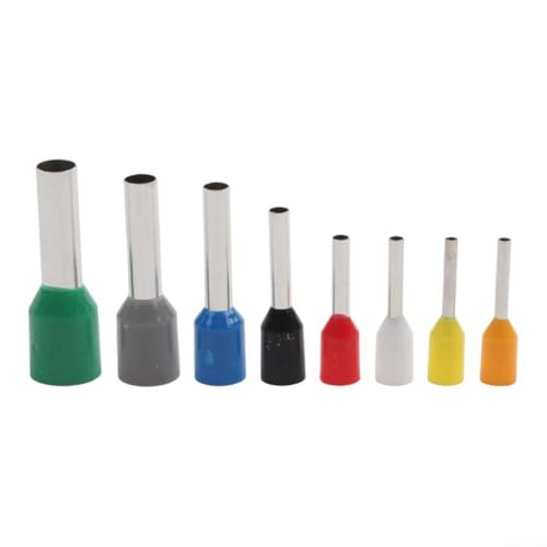 Isolierte Kupferhülsen-Set für Aderendhülsen, farbcodiertes Klemmleisten-Set (Weiß/Schwarz/Rot/Blau/Orange/Grau/Grün/Gelb)