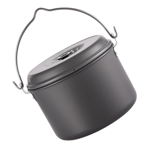ROMISBABA Tragbarer Camping Kochtopf aus Hartem Aluminiumoxid Klappbarer Griff Kratzfestes Langlebiges Outdoor Kochgeschirr für Wandern Picknick für Outdoor küche
