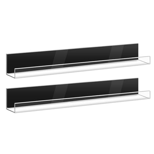 Magnetisches Bücherregal – Packung mit 2 magnetischen Bücherregalen aus Acryl, multifunktionales magnetisches Regal mit Loch, schwimmendes Kühlschrankregal für Whiteboard, Kinderzimmer
