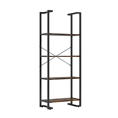 Novilla Regal Bücherregal Standregal DVD-Regal Büroregal mit 4 Ebenen offene Ablagen Regal für Büro Wohnzimmer Schlafzimmer Kinderzimmer Küche Garden 30 x 60 x 150 cm Braun