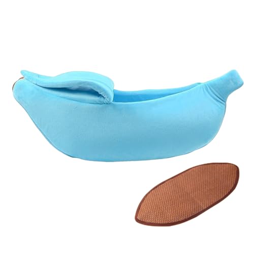 2026 Sommermatten-Set, Bananenbett für Haustiere, Katzen Hunde, Haustierbett in Bananenform, warm, weich, Bananen-Katzenbetten für Hauskatzen, Bananen-Haustierbett Katzen kleine Hunde, (Sky Blue, XL)
