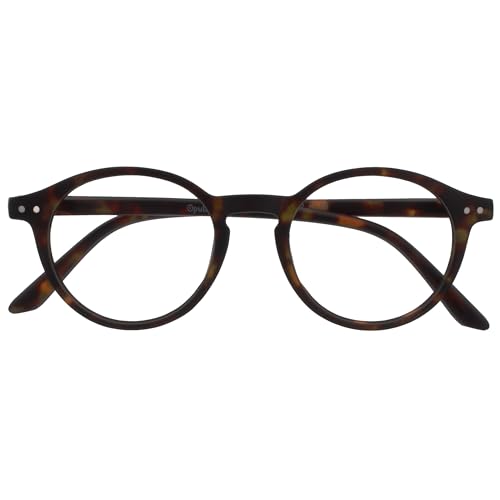 OPULIZE REY Lesebrille - Runder Retro-Rahmen - Mattbraunes Schildpatt - Herren Damen - Federscharniere - R56-2 - +1.00