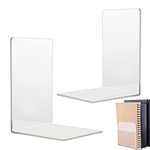 2 Stück Transparente Buchstütze, Heavy Duty Buchstütze, Universelle Buchstütze, L-Förmige Buchstütze, Buchstützen aus Acryl, Klare Buchstütze, Stark und Robust Buchstopper für Büro, Bücherregal