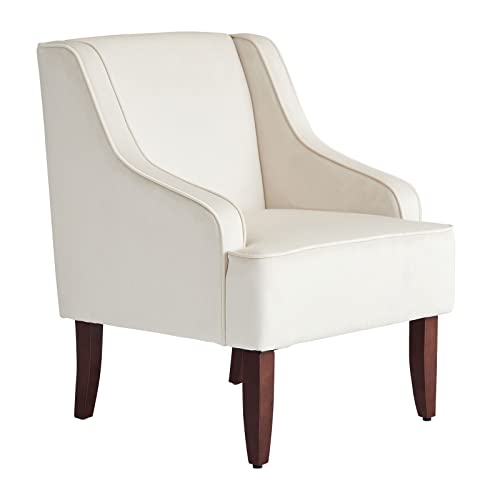 Sepnine Armloser Sessel, Moderner Lesesessel aus Cordsamt, Loungesessel für Schlafzimmer mit Zwei Rädern, geeignet für Wohnzimmer, Schlafzimmer und Empfangsbereich, Karamell (Beige)