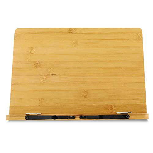 Buchständer aus Bambus - Buchhalter Leseständer Bücherständer Kochbuchhalter Buchstütze Holz 5 Stufen (M: 34 x 24 cm)