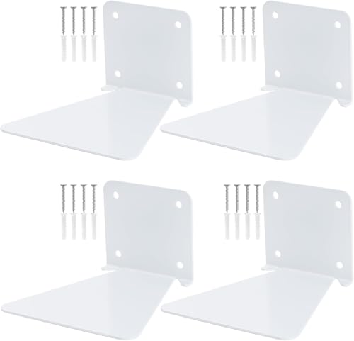 Ayuanb 4 er Unsichtbares Bücherregal Wand 13cm Set, Regal Wand Wandregal Weiß, Schwebendes Bücherregal Wand, Unsichtbare Regale, Deko Verstecktes Wandregal Metall für Büro, Schlafzimmer, Küche