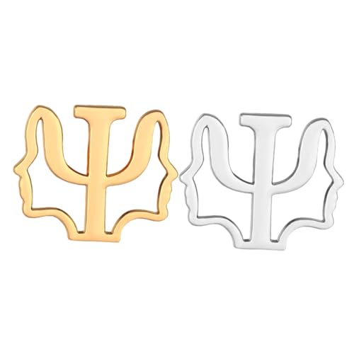 COHEALI 2Pcs Psychologische Zeichen Zeichen Brief Brosche Legierung Schnalle Kleidung Galvanische Tasche Abzeichen Mädchen Retro Vintage Dekor Frauen Kragen Pin