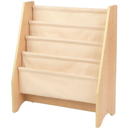 KidKraft Beigefarbenes Bücherregal aus Holz, Kinderregal, Möbel für das Kinderzimmer, Bücher- und Aufbewahrungsregal, Kinderzimmerregal mit 4 Ablagefächern Bücher-Organizer, 14221
