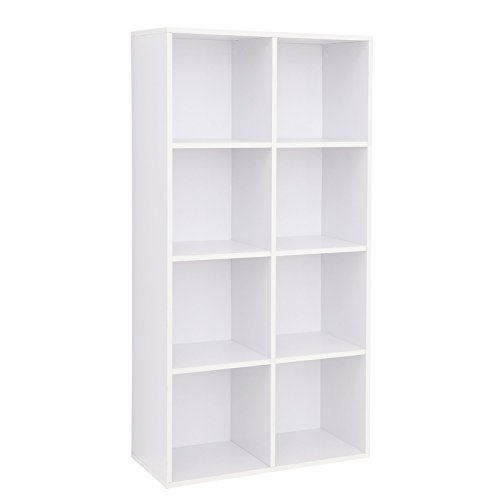 VASAGLE Bücherschrank, Bücherregal, mit 8 Fächern, Büroregal, Würfelregal, Standregal, für Wohnzimmer, Schlafzimmer, Büro, Kinderzimmer, weiß LBC24WT