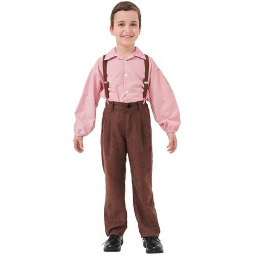 Generisch Mittelalterliche Wikinger Tunika Trägerhose COS Set Naurto-Cosplay-Kostüm (Brown, 3-4 Years)