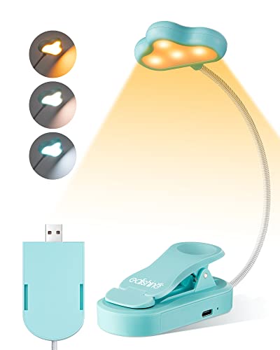 EDISHINE Leselampe Buch Klemme, USB wiederaufladbare Buchlampe, Led Bett Lesezeiche, 3 Farbmodi & Stufenlos Dimmbar, Leselicht Geschenk für Kinder, Bücherwürmer(Blau)