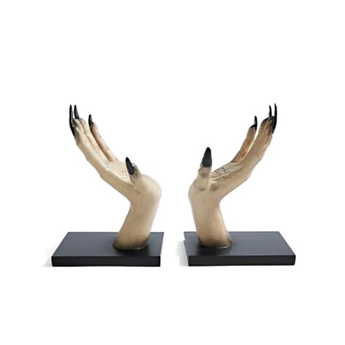 Halloween-Hexenhand-Buchstützen,Hexenhand-Buchständer |Einzigartige Halloween-Buchstützen aus Kunstharz mit gruseliger Hand,rutschfeste Buchstütze für organisierte Bibliotheken, Bücherregalstopper fü